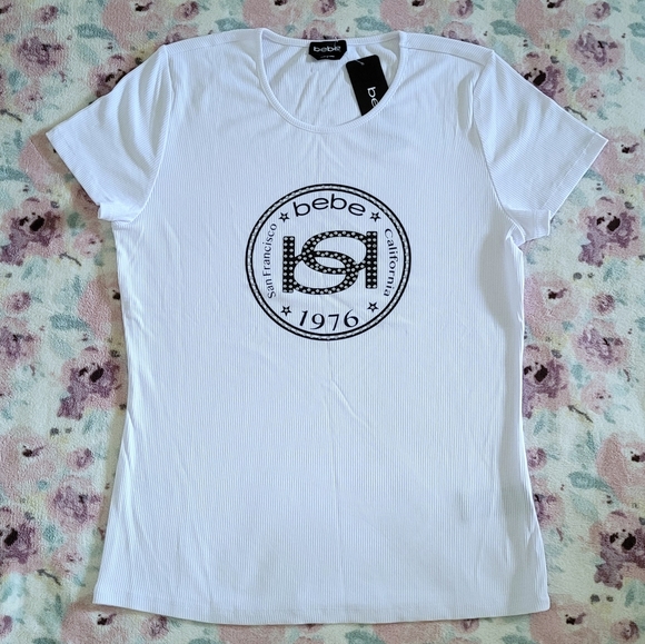 bebe White Ribbed Top - NWT - Picture 13 of 14